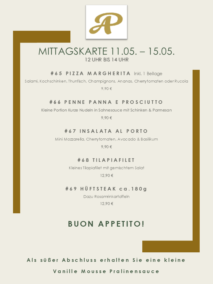 Mittagskarte 11.05. - 15.05.