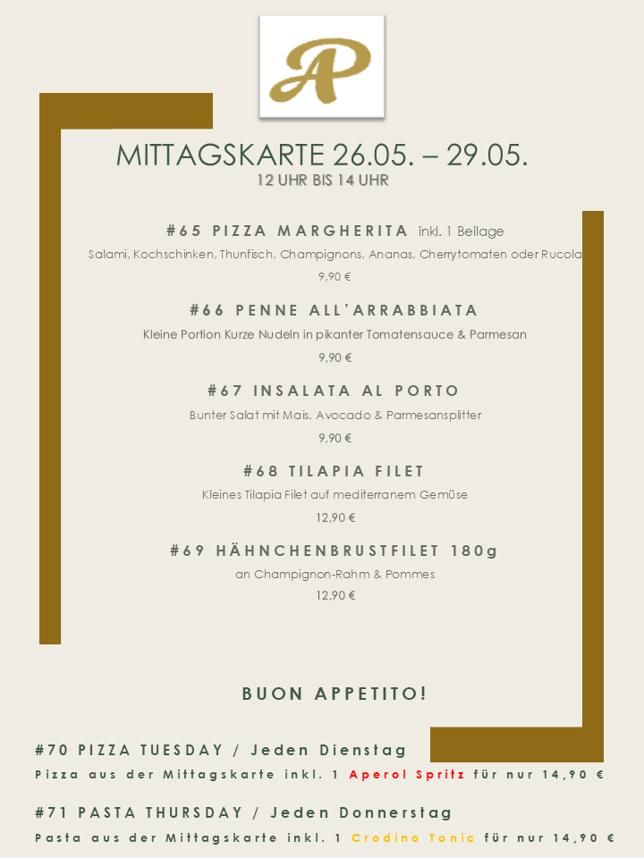 Mittagskarte 26.05. – 29.05.